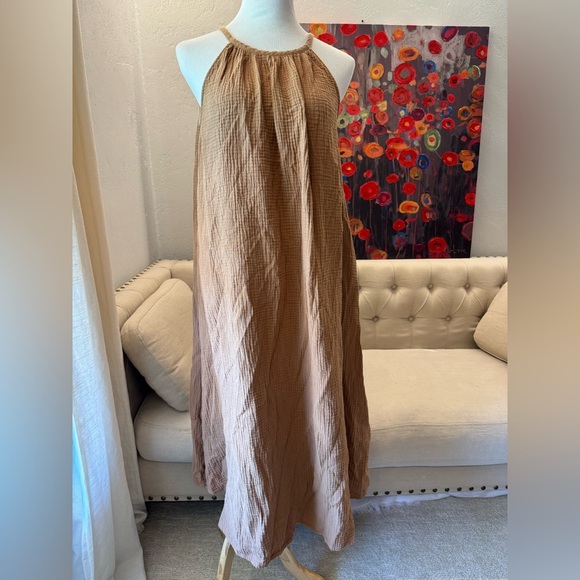JENNI KAYNE Drift Dress Terracotta 100% Cotton Tank Long Dress L - Picture 4 of 7
